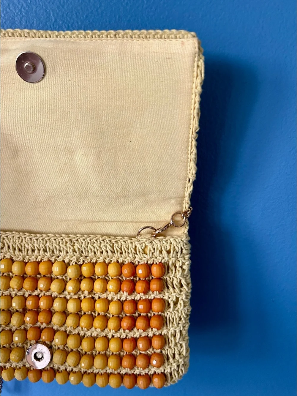 Anthropologie Yellow & Orange Beaded Woven Crossbody